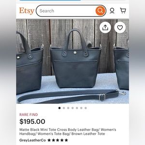 Grey Leather Co. handmade leather tote bag - product of the USA. Lightly used.